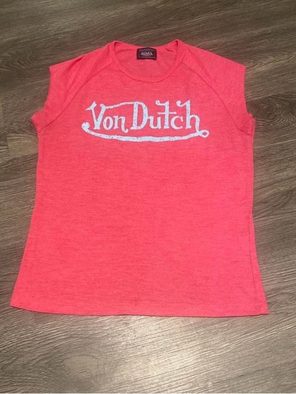 Von Dutch Coral Pink Logo Tank Top for Girls